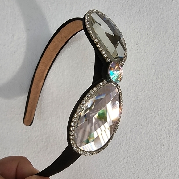 NEW Crystal Mirror Iridescent Bow Headband - Picture 1 of 13